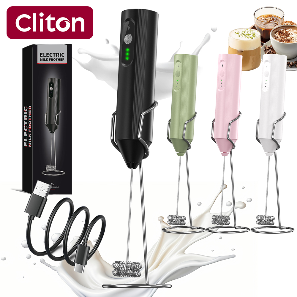 Electric Milk Frother Handheld - オフィス用多機能ワイヤレス充電式ハンドヘルド電動ミルク泡立て器