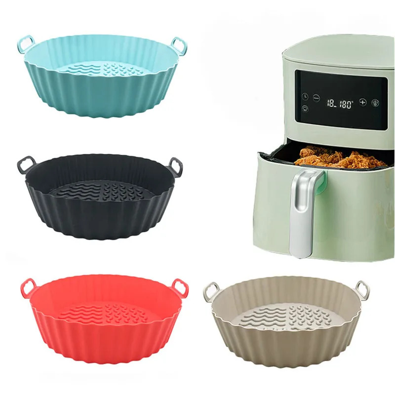 Air Fryer Silicone Pot Liner - エアフライヤー用シリコンライナー、エアフライヤー用シリコン鍋、再利用可能なシリコンエアフライヤーライナー、食品衛生基準に適合、焦げ付き防止エアフライヤー