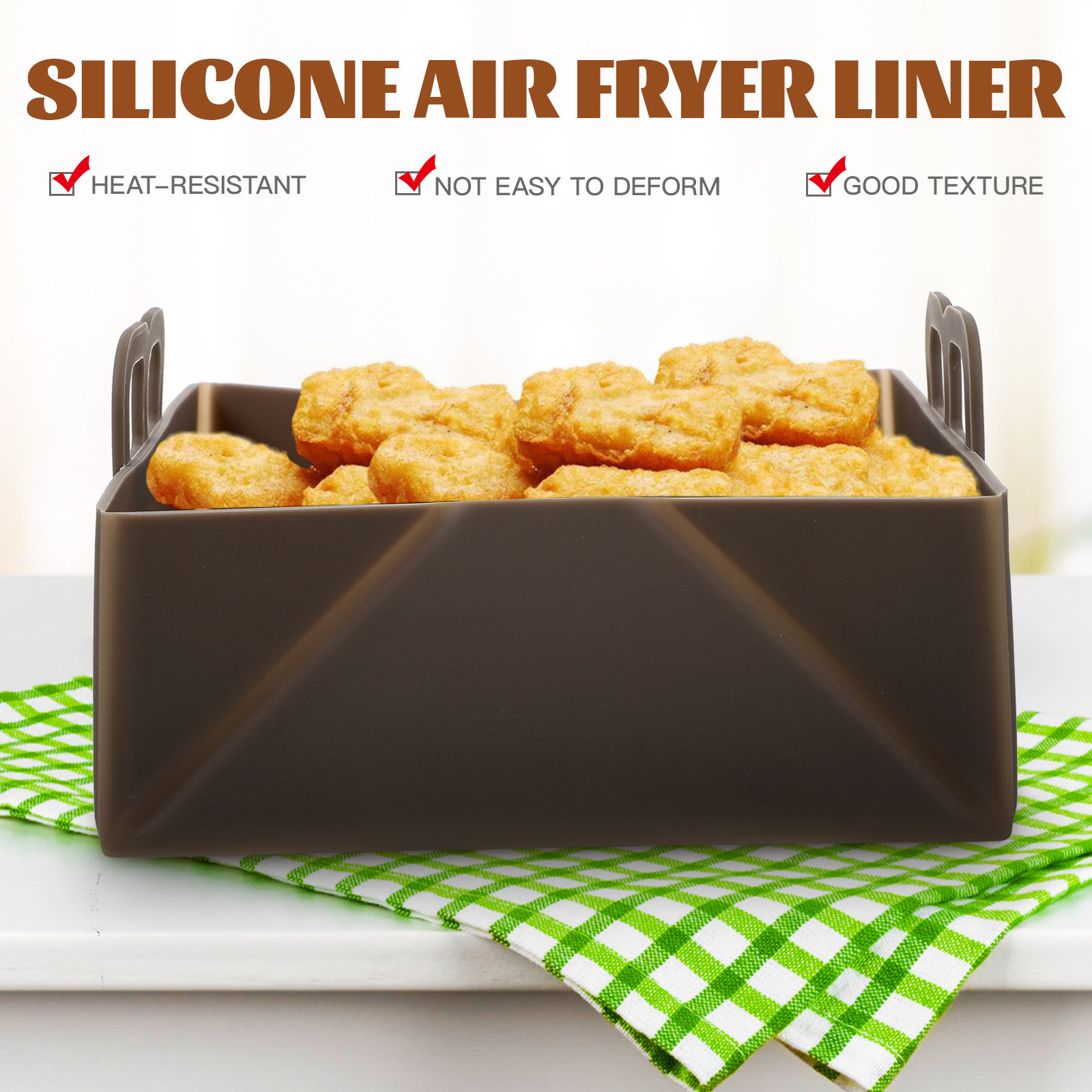 エアフライヤー用シリコンライナー。繰り返し使用可能で、焦げ付 - Air Fryer Silicone Pot Liner のレビューと価格