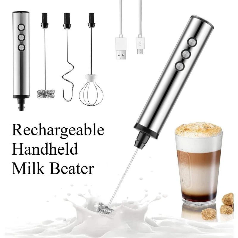 3in1電動ミルクフォーマー、3段階の速度調整が可能な小型ハ - Electric Milk Frother Handheld のレビューと価格